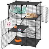 VISCOO jaula para gatos de tres niveles, ideal para interior y exterior.