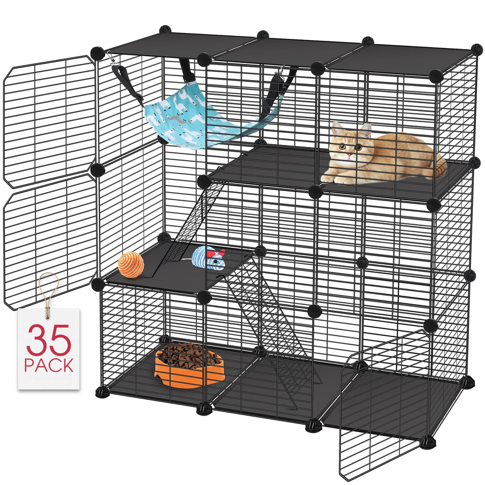 VISCOO jaula 3 niveles para gatos con autoensamblaje en interior o exterior, uso versátil