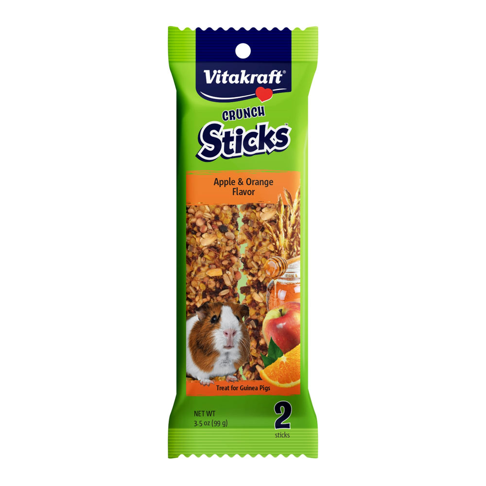 Vitakraft Crunch Sticks para conejillo de indias: sabor manzana-naranja para masticar y entretener