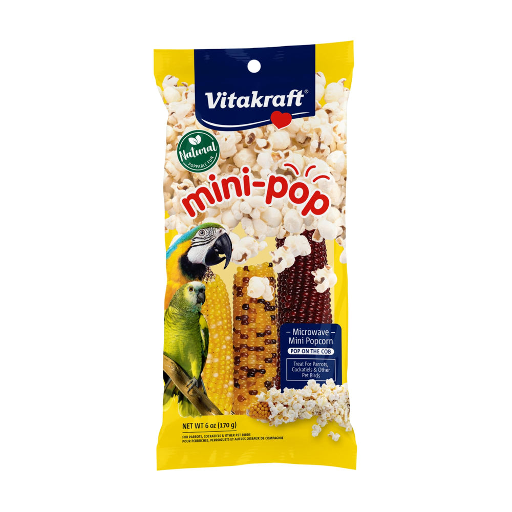 Vitakraft Mini-Pop cob de maíz para aves, snack crujiente con minerales naturales para forraje.