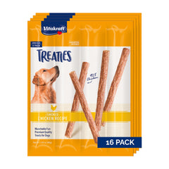 Vitakraft Treaties bâtonnet poulet fumé emballage individuel, snack pratique en déplacement.