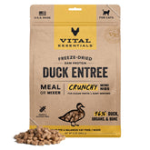 Vital Essentials mini nibs de pato crujientes en bolsa, fuente de proteína para gatos.