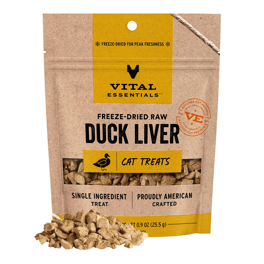 Vital Essentials Higado de pato liofilado para gatos, alto en proteína natural.