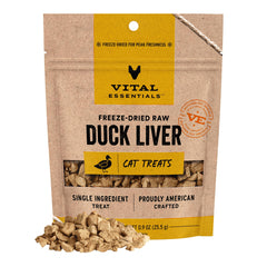 Vital Essentials Higado de pato liofilado para gatos, alto en proteína natural.