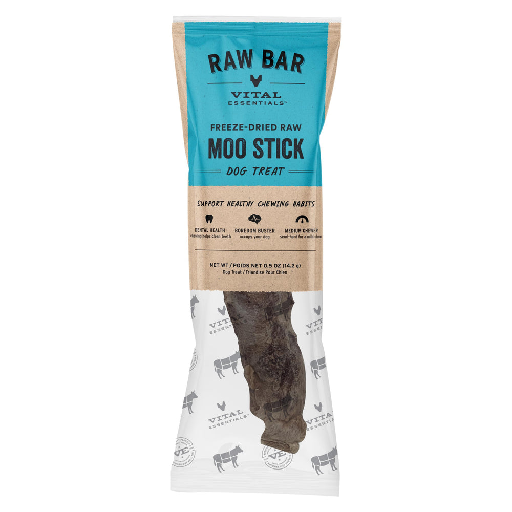 Vital Essentials Moo Stick: snack crudo deshidratado para perros medianos que estimula la masticación