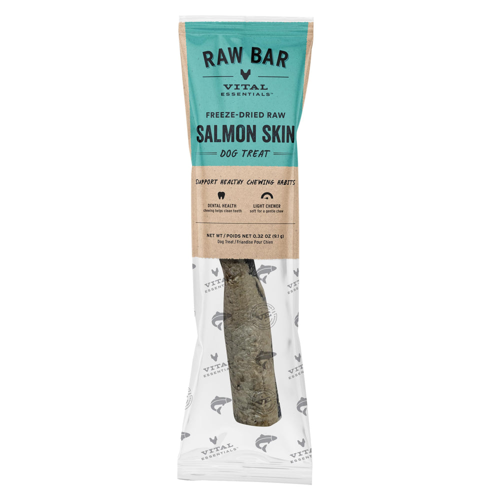 Vital Essentials piel-salmon-secado-paquete, snack nutritivo para masticadores ligeros