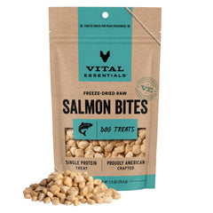 Vital Essentials salmon bites liofilizados: proteína pura para perros activos