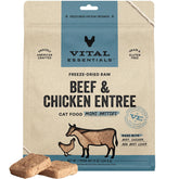 Vital Essentials liofilizado de res y pollo en mini croquetas para alimentación completa.