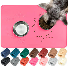 VIVAGLORY Flexmat rosa, tapete para comida de mascotas, mantiene el área limpia