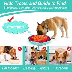 Vivifying snuffle-mat: zones-poches pour cacher des gourmandises et stimuler l'exploration