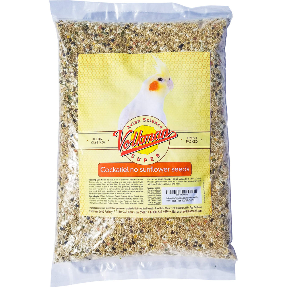 Volkman Ciencia Avícola: bolsa de 8 libras sin girasol para dieta diaria de aves pequeñas.