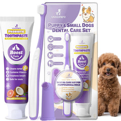 Kit dental VVHOMIFE para perros pequeños, ideal para higiene diaria.