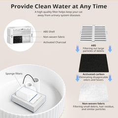 Waatoos fuente cerámica, filtración dual para agua más limpia.