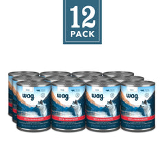 Pack Wag de 12 latas, opción húmeda para perros.