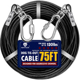 WATFOON cable de acero 75 pies para perro negro, ideal para uso exterior.
