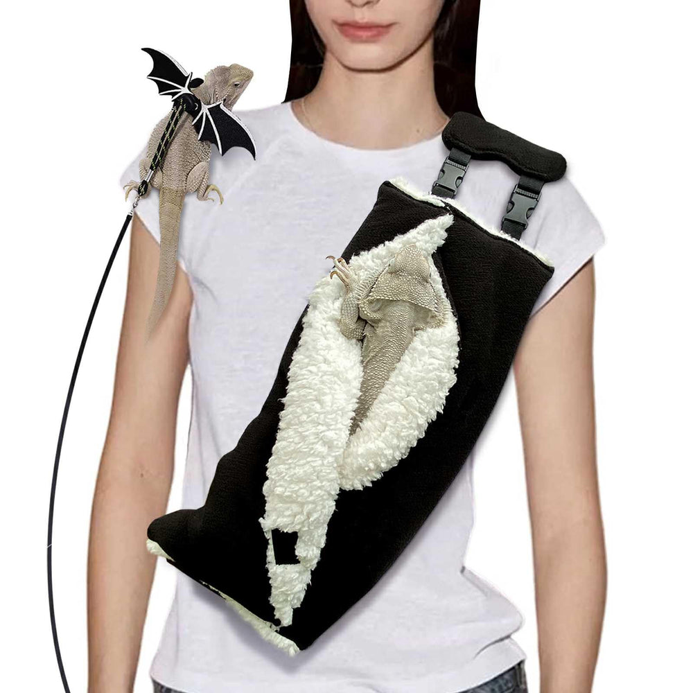 WATFOON sling-portador dragón-barbudo negro para paseos seguros y cómodos