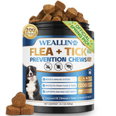 WEALLIN frasco de comprimidos para perros, protección natural contra pulgas y garrapatas.