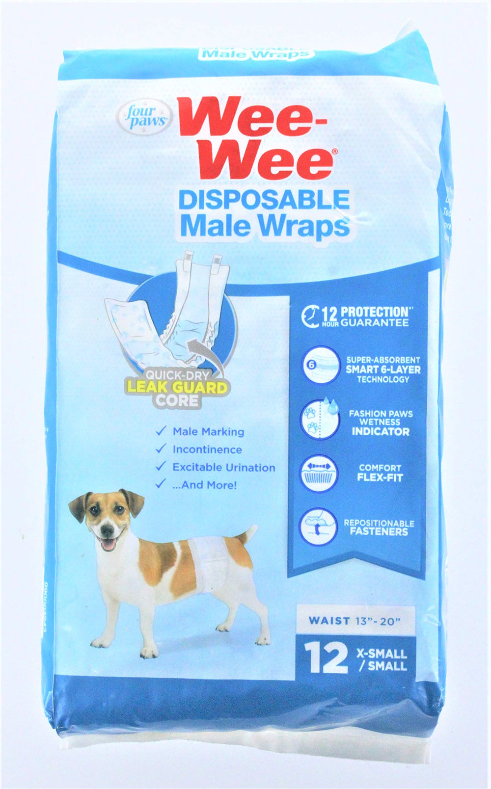 Wee-Wee: presentación de tres paquetes 12-wraps, ideal para visitas y viajes.