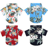 Camiseta hawaiana Weewooday para perro con floral vibrante, tela suave y transpirable para verano.