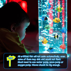 Detalle de la cola móvil de los peces artificiales Weewooday