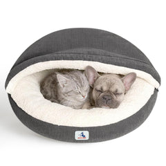 Cama cueva Welfibr para gatos con capucha, refugio cómodo para interiores