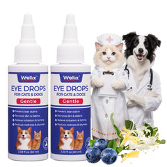 Gotas Wellix para ojos de perros y gatos, alivian manchas de lágrima.