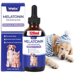 Wellix melatonina líquida para perros y gatos promueve sueño tranquilo.