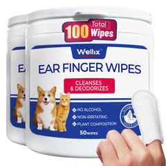 Wellix: toallitas orejas mascotas dos paquetes para uso diario sin enjuague.
