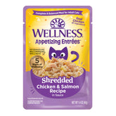 Wellness Appetizing Entrées bolsa-pollo-salmon: proteína real para gatos adultos.