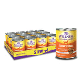 Wellness comida húmeda para perro con guiso de pavo en lata, nutrición completa diaria.
