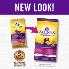 Wellness Complete Health ingredientes naturales con salmón y arenque, fuente proteica natural.