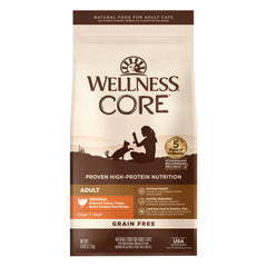 Bienestar Wellness Core para gato adulto sin granos, bolsa de 5 lb con pavo y pollo.