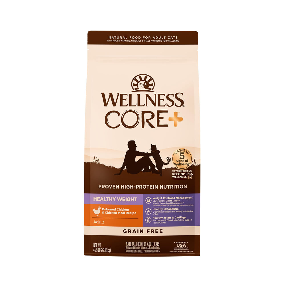 Wellness CORE+ alimento seco para gatos adultos con pollo, ayuda a vitalidad y control de peso