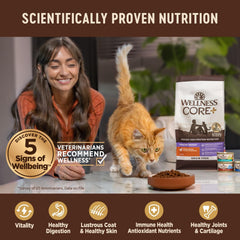 Kibble crocante de Wellness CORE+ con textura agradable para masticar.