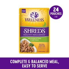 Wellness Healthly Indulgence Shreds bolsa de servicio fácil con salsa ligera