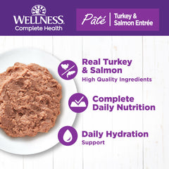 Wellness Pate Gato Adulto: textura-suave-pate, ideal para alimentación sabrosa y fácil de comer.