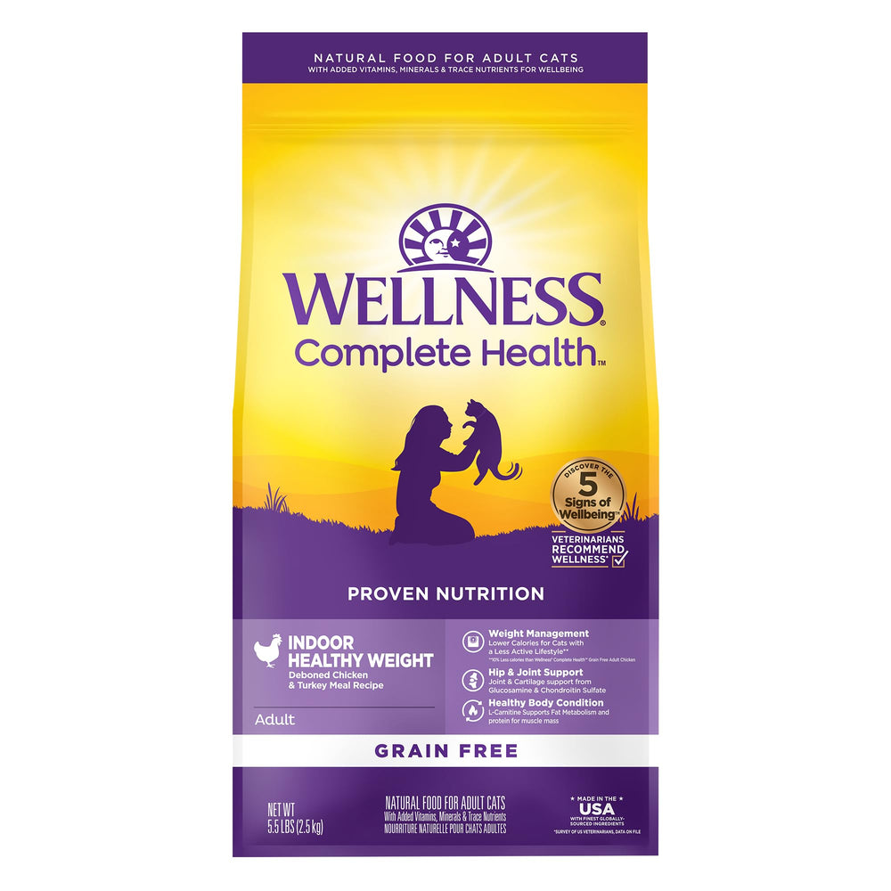 Wellness Complete Health para gatos: alimento seco para interiores, aporta energía diaria.