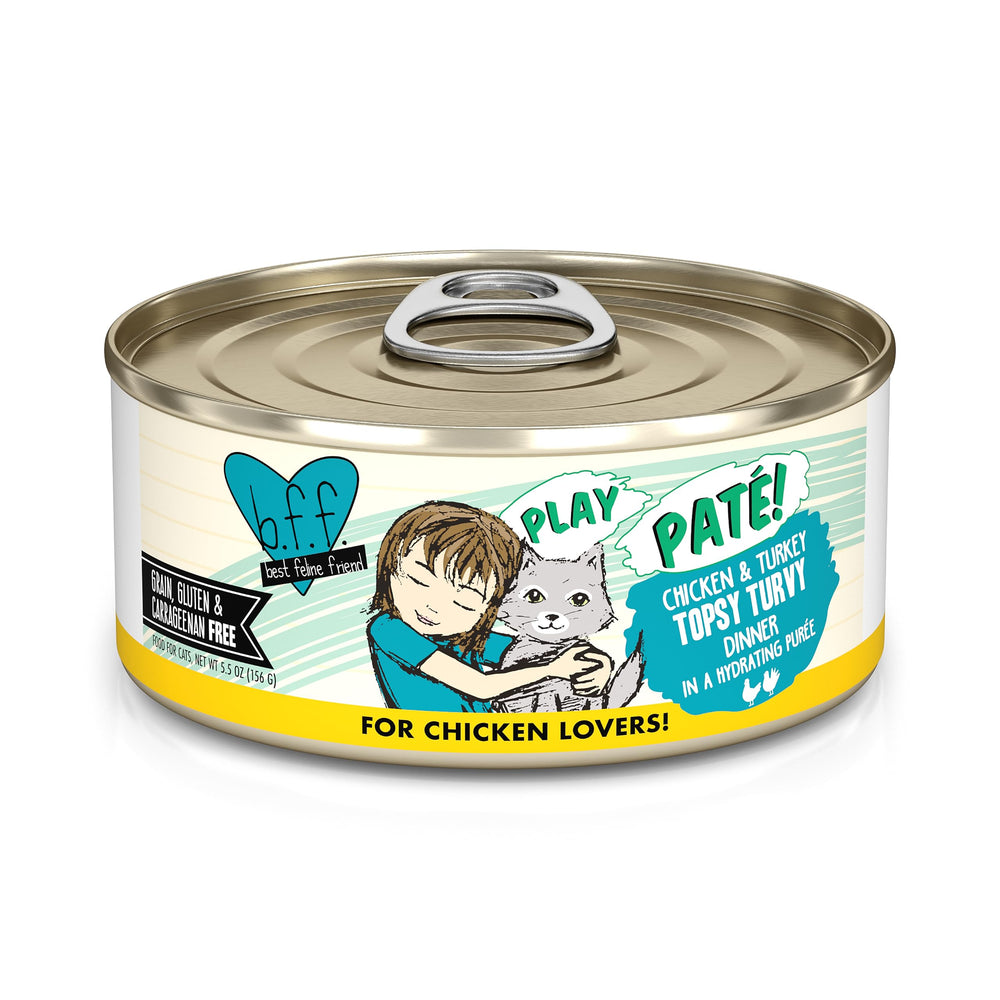 Weruva B.F.F. Play pate lovers - lata abierta: cena húmeda sabrosa para felinos curiosos.