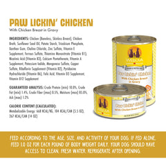 Weruva Paw Lickin’ Chicken, etiqueta indique sin granos