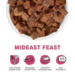 Weruva Gatos Mideast Feast Liofilizado: sin huesos, fácil de manejar para el cuidado diario.