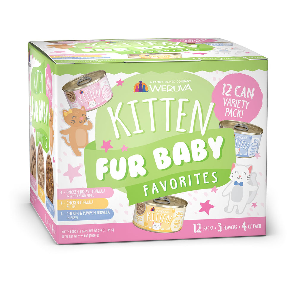 Weruva Kitten, variedad 12 latas 3oz para gatitos, alimentación variada.