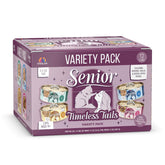 Weruva Senior Cat Food Timeless Tails, pack de 12 latas, variedad de texturas para gatos mayores.