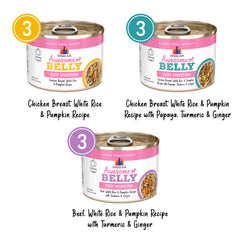 Comida Weruva sin granos en lata para perros con digestión sensible.
