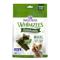 Whimzees Freshzees palito dental tamaño pequeño para masticar y limpiar dientes.
