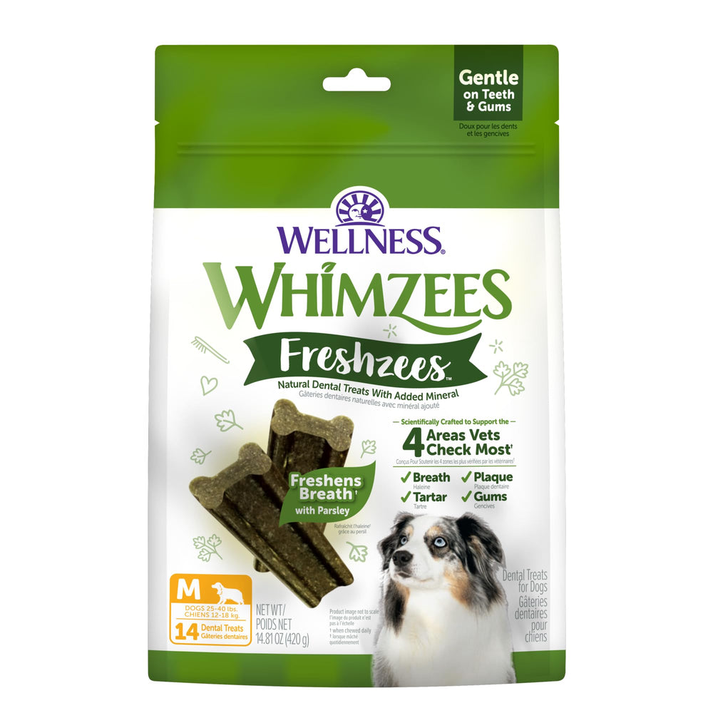Whimzees Wellness Freshzees aliento fresco gracias al perejil para perros