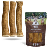 Whitetail Naturals cuernos de ciervo para perros, tres piezas medianas para masticación duradera