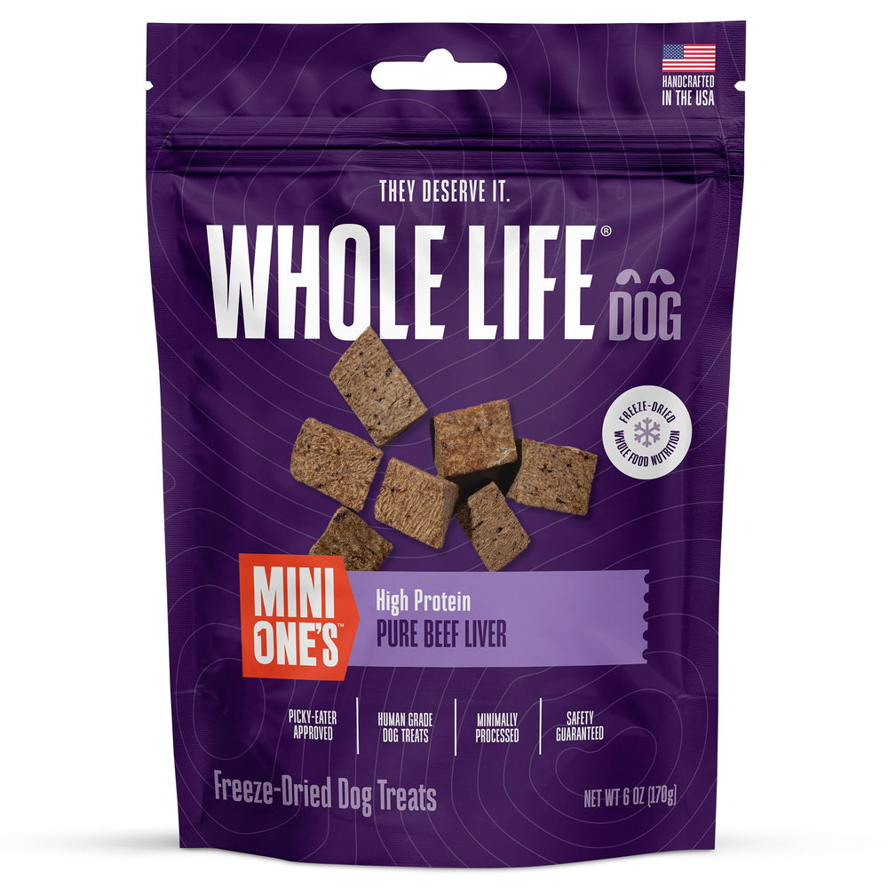 Golosinas Whole Life Pet Products higado de res liofilizado en empaque práctico para entrenar