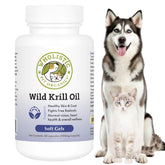 Wholistic Pet Organics Krill Oil: botella para pelaje y piel saludables.