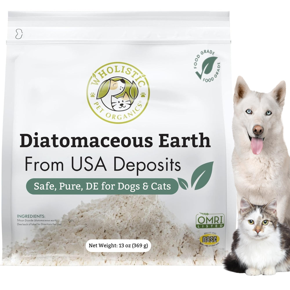 Wholistic Pet Organics Diatomaceous Earth, botella: suplemento seguro para perros y gatos sin químicos