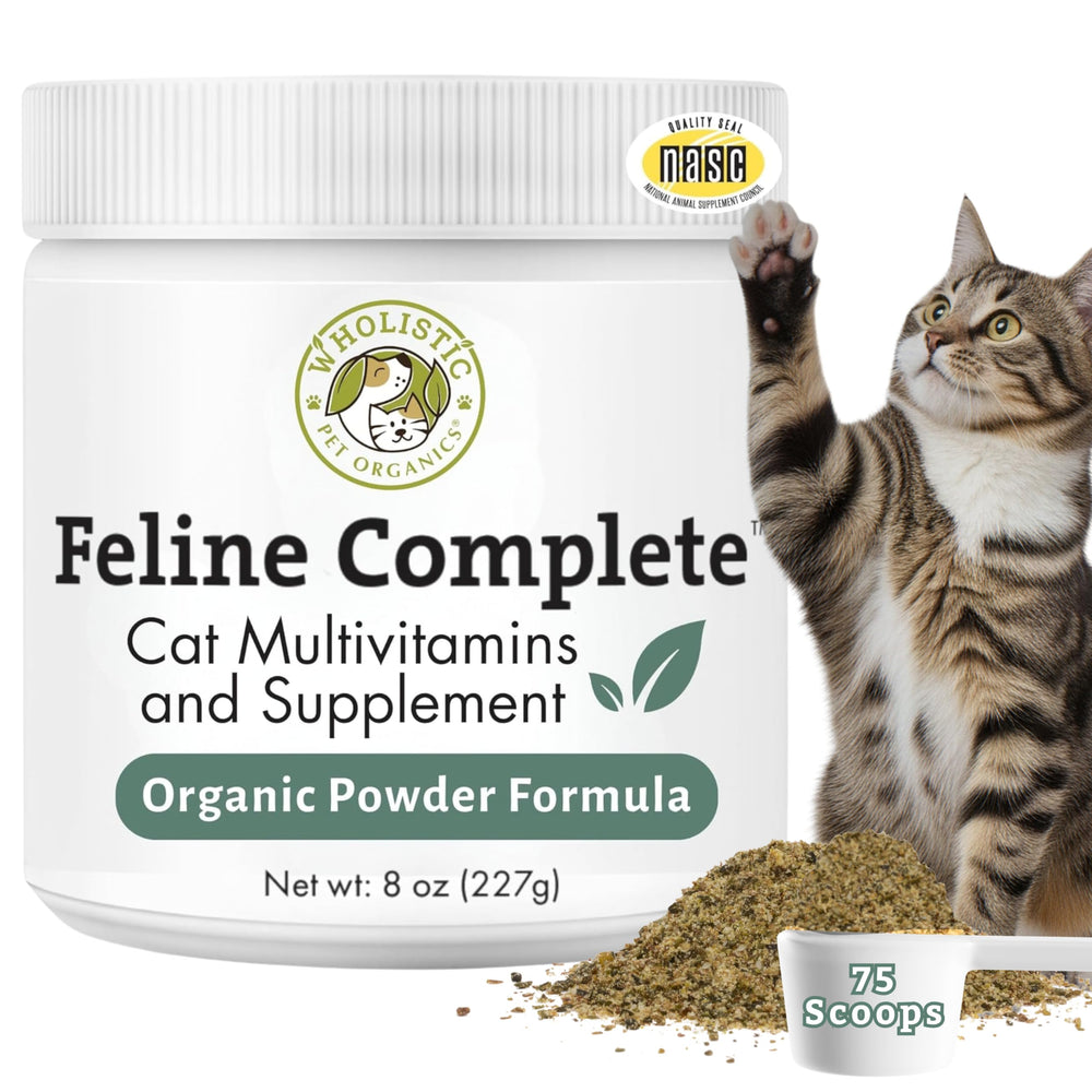 Wholistic Pet Organics Feline Complete, frasco, apoyo a la salud general del gato mediante un complemento diario